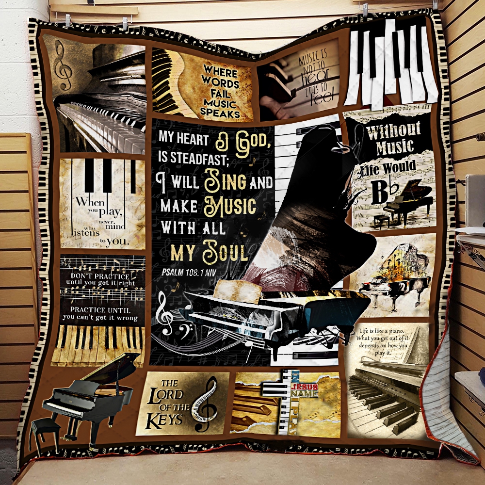 In Jesus Name I Play The Piano Quilt Blanket 