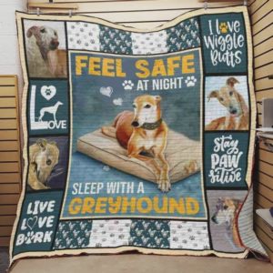 Greyhound Live With Greyhound Will Be Safe Quilt Blanket Great Customized Blanket Gifts For Birthday Christmas Thanksgiving