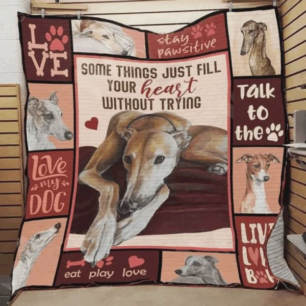 Greyhound Talk To The Paw Quilt Blanket Great Customized Blanket Gifts For Birthday Christmas Thanksgiving