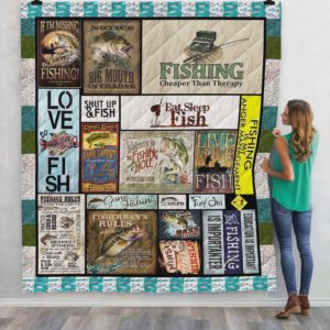 Love To Fish, Eat Sleep Fish Quilt Blanket Great Customized Blanket Gifts For Birthday Christmas Thanksgiving