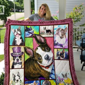 Dog Boston Terrier Color Quilt Blanket Great Customized Blanket Gifts For Birthday Christmas Thanksgiving