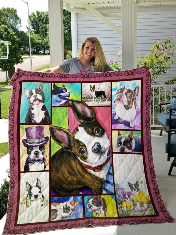 Dog Boston Terrier Color Quilt Blanket Great Customized Blanket Gifts For Birthday Christmas Thanksgiving