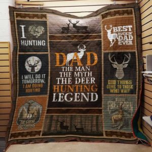 Hunting Dad The Man The Myth The Deer Hunting Quilt Blanket Great Customized Gifts For Birthday Christmas Thanksgiving Father's Day Perfect Gifts For Hunting Lover