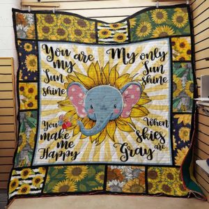 Elephant Sunflower When Skies Are Gray Quilt Blanket Great Customized Gifts For Birthday Christmas Thanksgiving Perfect Gifts For Elephant Lover