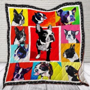 Boston Terrier Painting Art Quilt Blanket Great Customized Blanket Gifts For Birthday Christmas Thanksgiving