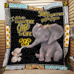 Sunflower Elephant Life Gave Me The Gift Of You Quilt Blanket Great Customized Gifts For Birthday Christmas Thanksgiving Perfect Gifts For Elephant Lover