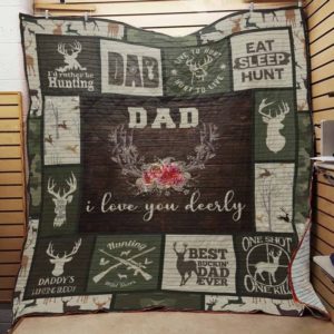 Hunting Dad I'd Rather Be Hunting Quilt Blanket Great Customized Gifts For Birthday Christmas Thanksgiving Perfect Gifts For Hunting Lover