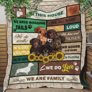 Dachshund Dog We Have Wagging Tails Quilt Blanket Great Customized Blanket Gifts For Birthday Christmas Thanksgiving Perfect Gifts For Dachshund Lovers