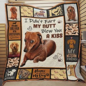 Dachshund I Didn't Fart My Butt Blew You A Kiss Quilt Blanket Great Customized Blanket Gifts For Birthday Christmas Thanksgiving Perfect Gifts For Dachshund Lovers