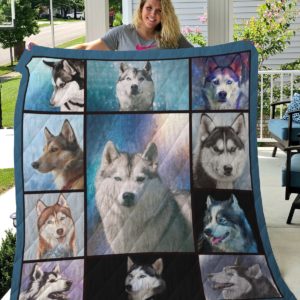 Husky Illustration Quilt Blanket Great Customized Blanket Gifts For Birthday Christmas Thanksgiving