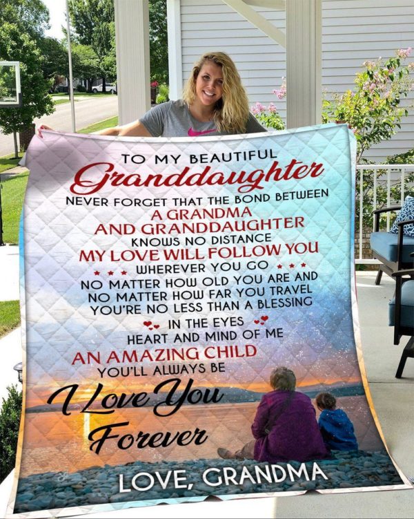Personalized To My Granddaughter From Grandma The Bond Between Grandma And Granddaughter Quilt Meaningful Gifts For Her Great Customized Gifts For Birthday Christmas Graduation