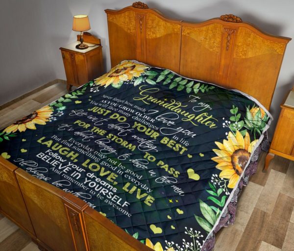Personalized Sunflower Everyday May Not Be Good To My Granddaughter From Grandma Quilt Blanket Great Customized Blanket Gifts For Birthday Christmas Thanksgiving Mother’s Day