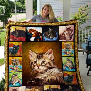 Lazy Cat Quilt Blanket Great Customized Gifts For Birthday Christmas Thanksgiving Perfect Gifts For Cat Lover