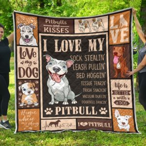 Pitbull Quilt Blanket Great Gifts For Birthday Christmas Thanksgiving Anniversary