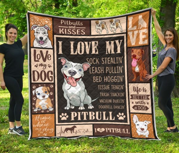 Pitbull Quilt Blanket Great Gifts For Birthday Christmas Thanksgiving Anniversary
