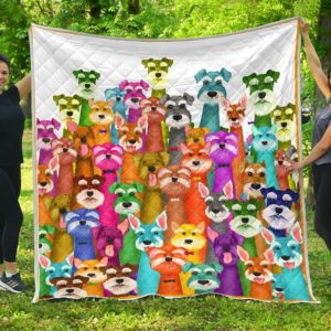 Colorful Schnauzer Quilt Blanket Great Customized Blanket Gifts For Birthday Christmas Thanksgiving Perfect Gift For Schnauzer Lovers