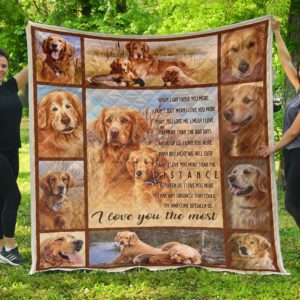 Golden Retriever Love You Quilt Blanket Great Gifts For Birthday Christmas Thanksgiving Anniversary