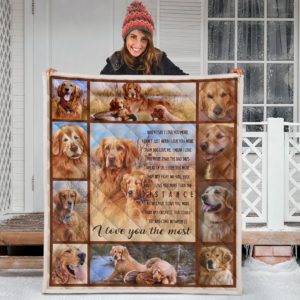 Golden Retriever Love You Quilt Blanket Great Gifts For Birthday Christmas Thanksgiving Anniversary
