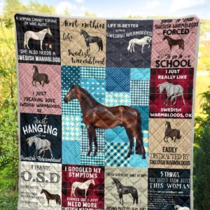 Swedish Warmblood Horse Quilt Blanket Great Customized Blanket Gifts For Birthday Christmas Thanksgiving Anniversary