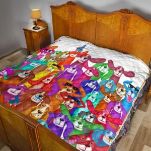 Colorful Basset Hound Quilt Blanket Great Customized Blanket Gifts For Birthday Christmas Thanksgiving