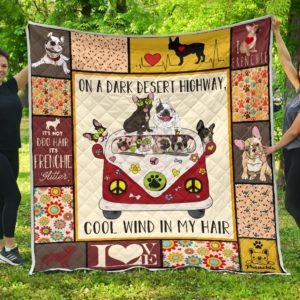 French Bulldog Hippie Van Cool Wind In My Hair Quilt Blanket Great Customized Blanket Gifts For Birthday Christmas Thanksgiving Anniversary