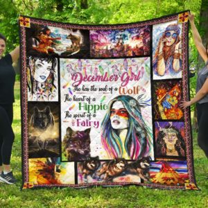 December Girl Native American The Soul Of A Wolf The Heart Of A Hippie Quilt Blanket Great Customized Blanket Gifts For Birthday Christmas Thanksgiving
