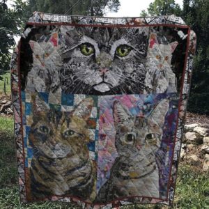 Cat Drawing Grey Cats Quilt Blanket Great Customized Blanket Gifts For Birthday Christmas Thanksgiving