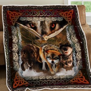 Viking Wolves And Owl Quilt Blanket Great Customized Blanket Gifts For Birthday Christmas Thanksgiving