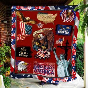 Patriotic Eagle God Bless America Liberty Statue Quilt Blanket Great Customized Blanket Gifts For Birthday Christmas Thanksgiving