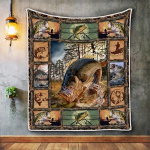 Bass Fishing Fishing Stuck In The Rod Quilt Blanket Great Customized Blanket Gifts For Birthday Christmas Thanksgiving