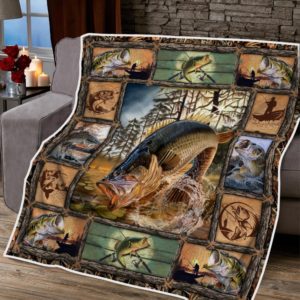 Bass Fishing Fishing Stuck In The Rod Quilt Blanket Great Customized Blanket Gifts For Birthday Christmas Thanksgiving
