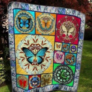 Multicolor Butterfly Mandala Quilt Blanket Great Customized Blanket Gifts For Birthday Christmas Thanksgiving Anniversary