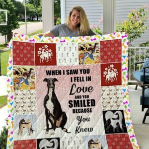 Greyhound When I Saw You I Fell In Love And You Smiled Quilt Blanket Great Customized Blanket Gifts For Birthday Christmas Thanksgiving Anniversary