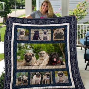 Lovely Pug Dogs Quilt Blanket Great Customized Blanket Gifts For Birthday Christmas Thanksgiving Anniversary
