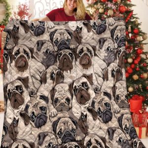Pug Dogs Drawing Emotion Quilt Blanket Great Customized Blanket Gifts For Birthday Christmas Thanksgiving Anniversary