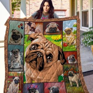 Adorable Pug Dogs Quilt Blanket