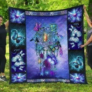 Butterfly Dreamcatcher Blue Butterflies Filling The Dreamcatcher Quilt Blanket Great Customized Blanket Gifts For Birthday Christmas Thanksgiving