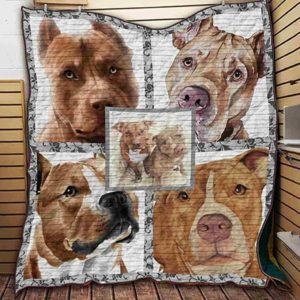 American Pitbull Terrier Love It Innocent Faces Of Fighters Quilt Blanket Great Customized Blanket Gifts For Birthday Christmas Thanksgiving
