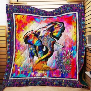 Coloful Elephant I Am Brave Quilt Blanket Great Customized Gifts For Birthday Christmas Thanksgiving Anniversary