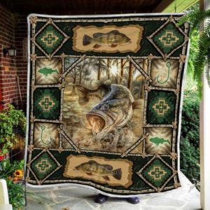 Largemouth Fish Quilt Blanket Great Customized Blanket Gifts For Birthday Christmas Thanksgiving