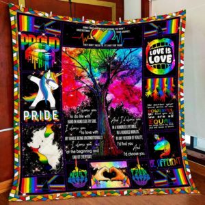 I Choose You Proud Lgbt Unicorn Dabbing Quilt Blanket Great Customized Blanket Gifts For Birthday Christmas Thanksgiving