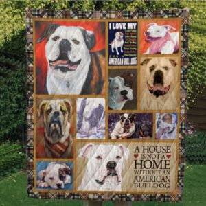 Bulldog  Lover Boy My American Bulldog Big Mouth Quilt Blanket Great Customized Blanket Gifts For Birthday Christmas Thanksgiving