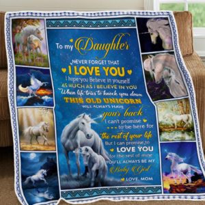 Personalized To My Daughter I'll Always Have Your Back From Mom White Unicorns Quilt Blanket Great Customized Blanket Gifts For Birthday Christmas Thanksgiving