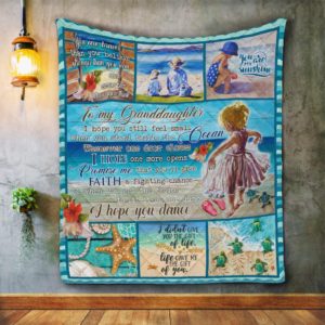 To Granddaughter I Hope You Still Feel Small Blonde Girl Playing At The Beach Quilt Blanket Great Customized Blanket Gifts For Birthday Christmas Thanksgiving