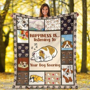 Bulldog Listen To Your Dog Snoring Quilt Blanket Great Customized Blanket Gifts For Birthday Christmas Thanksgiving