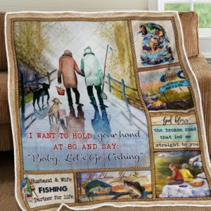 Husband And Wife Fishing Partner For Life Quilt Blanket Great Customized Blanket Gifts For Birthday Christmas Thanksgiving