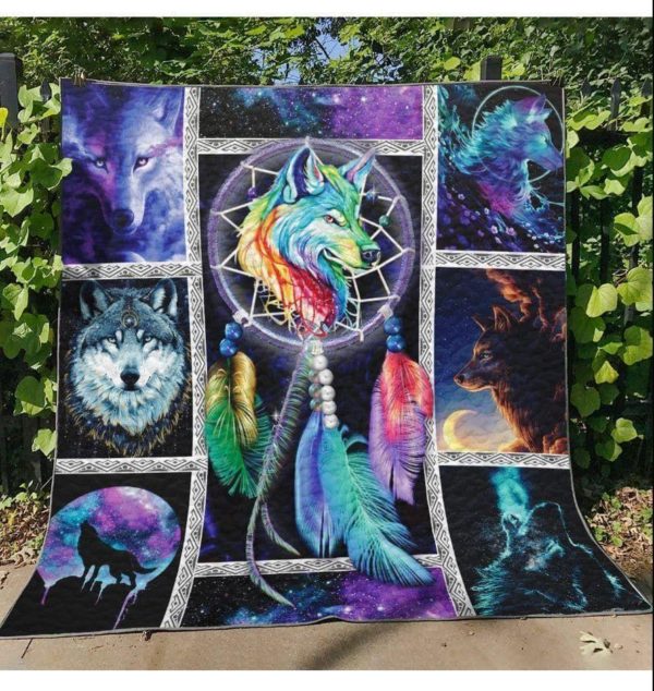 Wolf Dream About Wolves Lover Dreamcatcher Quilt Blanket Great Customized Blanket Gifts For Birthday Christmas Thanksgiving