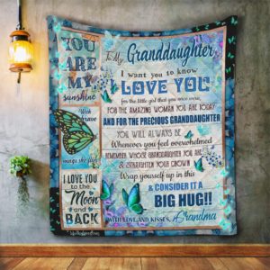Personalized To My Granddaughter Always Be My Little Girl From Grandma Dark Green Butterflies Quilt Blanket Great Customized Blanket Gifts For Birthday Christmas Thanksgiving