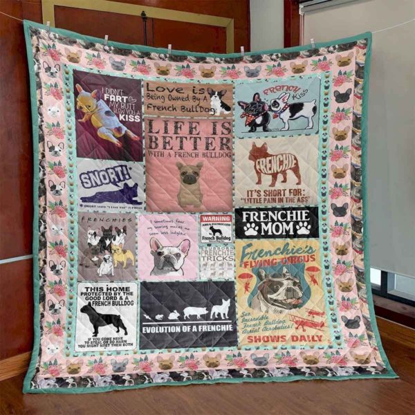 Life Is Better With A French Bulldog Evolution Of A Frenchie Lovely Dog Quilt Blanket Great Customized Blanket Gifts For Birthday Christmas Thanksgiving