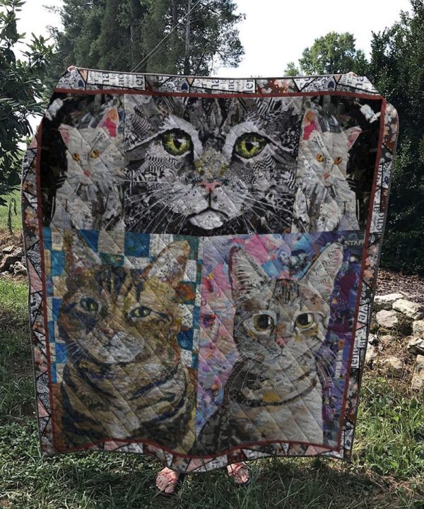 Cat Drawing Grey Cats Quilt Blanket Great Customized Blanket Gifts For Birthday Christmas Thanksgiving